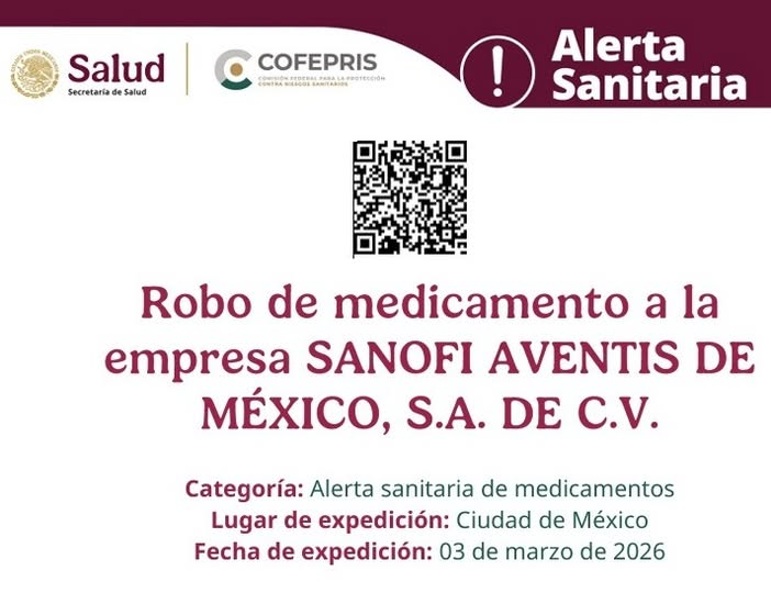 COFEPRIS informa sobre el robo del medicamento LANTUS (Insulina glargina)