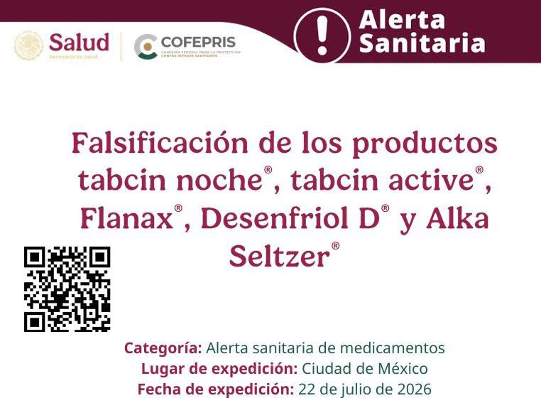COFEPRIS informa sobre la falsificaci&oacute;n de diversos productos de la empresa Bayer de M&eacute;xico S.A. de C.V.