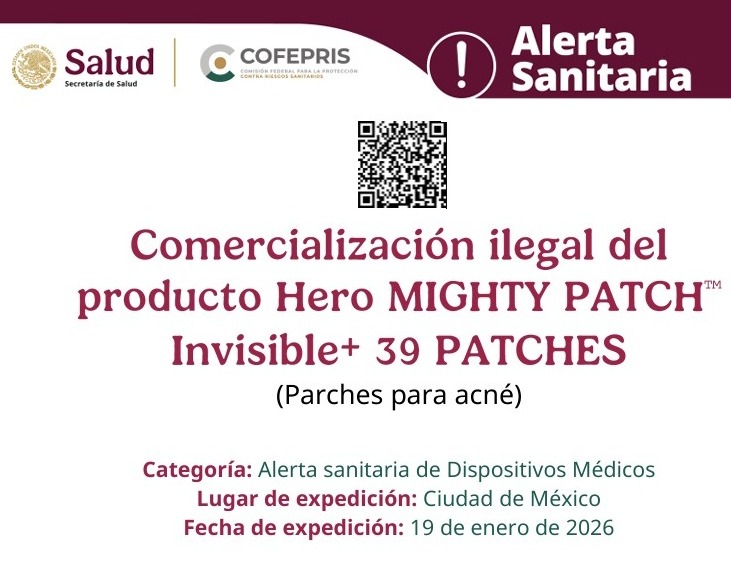 COFEPRIS informa sobre la comercializaci&oacute;n ilegal del producto Hero MIGHTY PATCH&trade; Invisible+